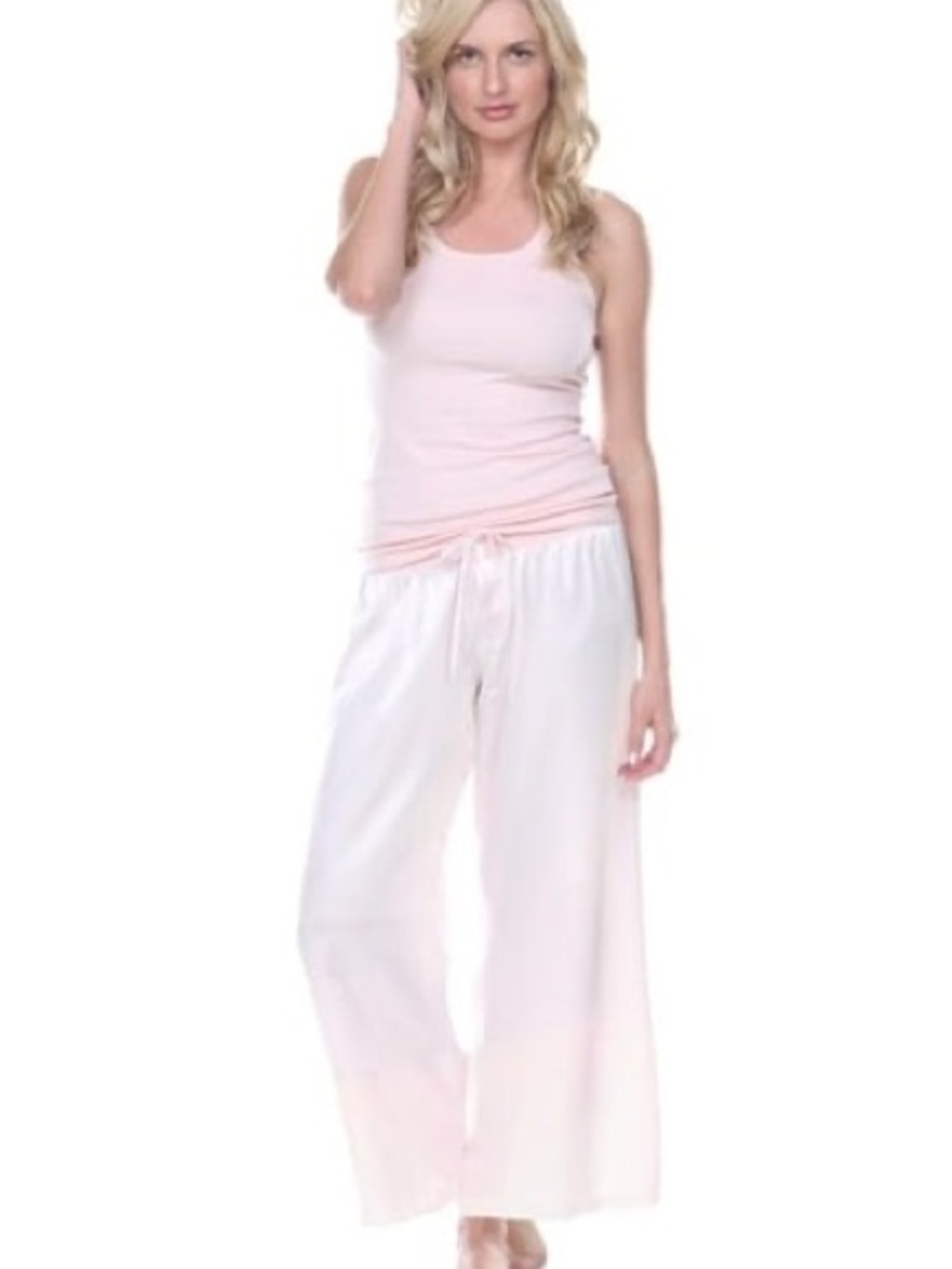 Pj Couture Pale Pink Babe Top & Light Pink Jolie Wide-Leg Capris Sleep Pants Set